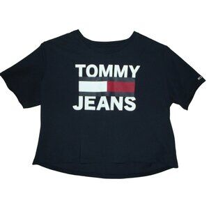 Tommy Hilfiger Crop T-shirt Womens Size Small TOMMY JEANS navy blue red white
